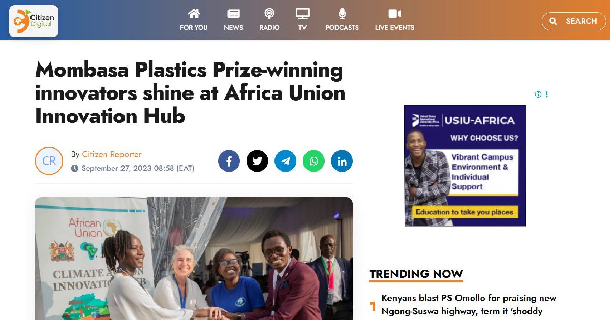 Twende Green Ecocycle Featured at Africa Union Innovation Hub